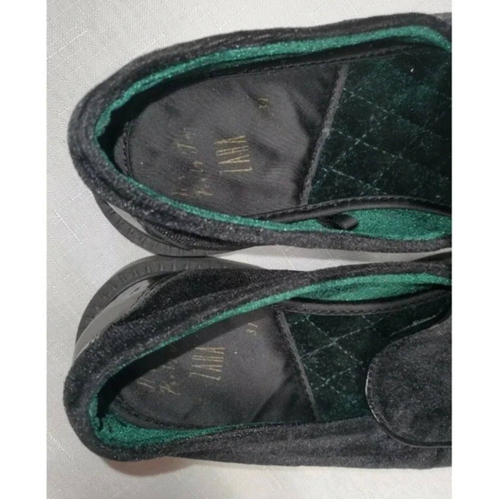 Zara Boys Velvet‎ 31 13 Black Dress Shoes Slip On